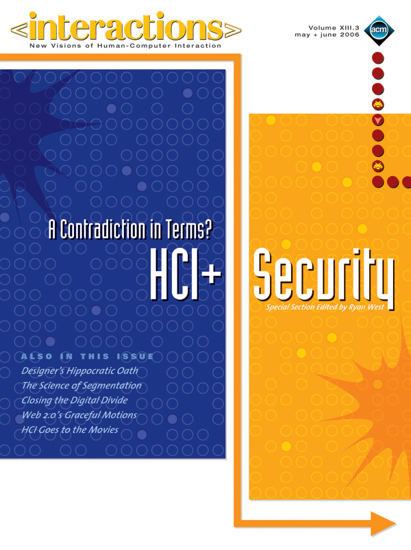 2006, no. 3: HCI + Security: A Contradiction in Terms?