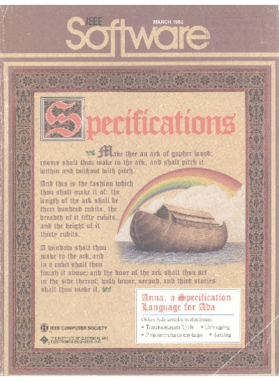 1985, no. 2: ada environments and tools, specifications 1985, no. 2: ada environments and tools, specifications